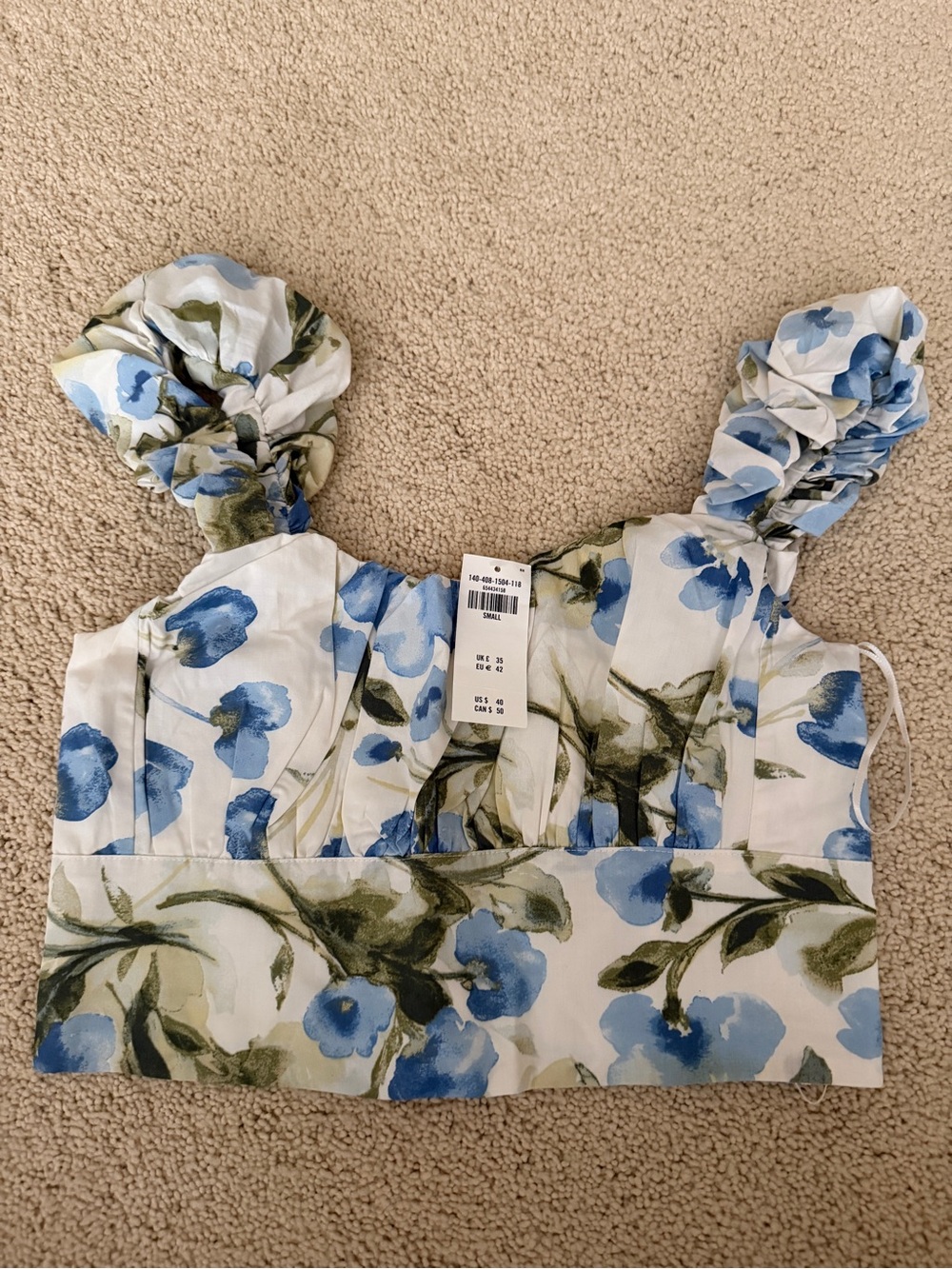 Abercrombie & Fitch White Top with Navy Logo Trim